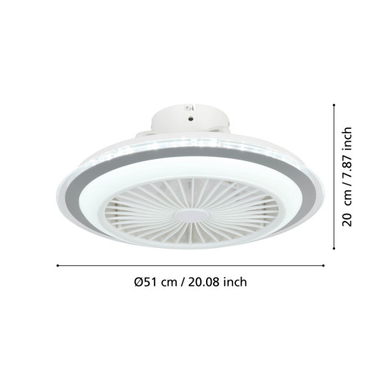 EGLO ALBUFEIRA szürke-fehér LED mennyezeti ventilátoros lámpa (EG-35141) LED 1 izzós IP20