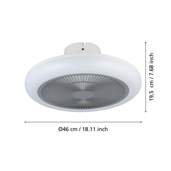 EGLO KOSTRENA szürke-fehér LED mennyezeti ventilátoros lámpa (EG-35138) LED 1 izzós IP20