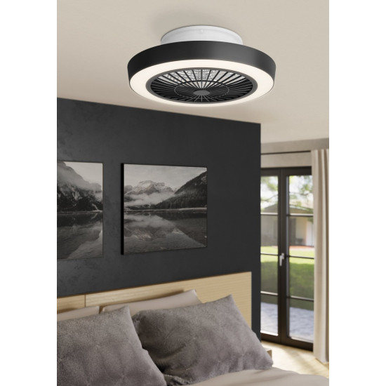 EGLO SAZAN fekete-fehér LED mennyezeti ventilátoros lámpa (EG-35096) LED 1 izzós IP20