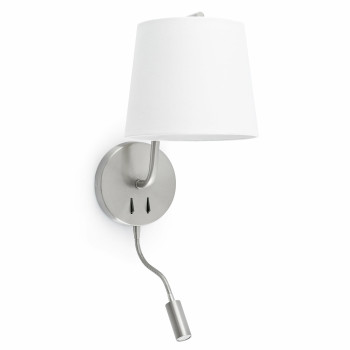 Faro Berni nikkel-fehér olvasólámpás fali lámpa (FAR-29331) E27 2 izzós IP20