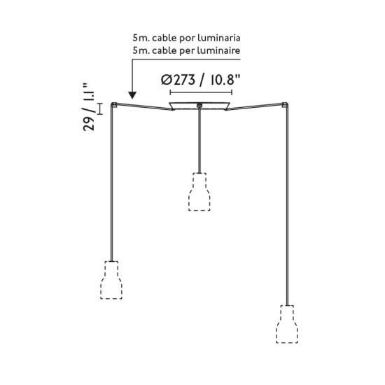 Faro Claire fekete függesztett lámpa (FAR-62802-3L) E27 3 izzós IP20