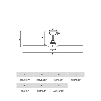 Faro Heywood L fehér-barna fényforrás nélküli mennyezeti ventilátor (FAR-33810WP)   IP20