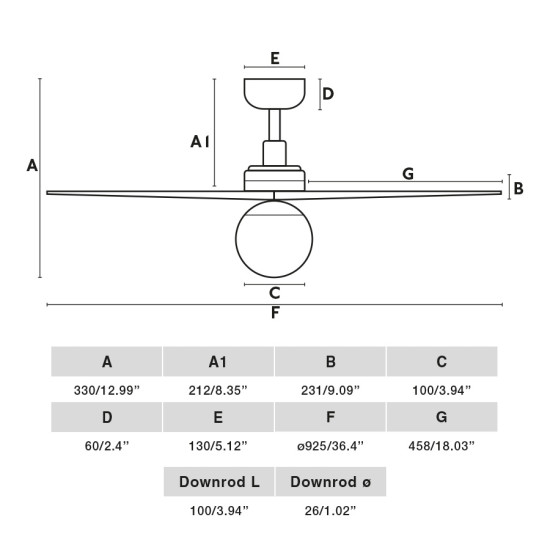 Faro Klim S fekete-dió mennyezeti csillár ventilátor (FAR-34278-11L) E27 1 izzós IP20