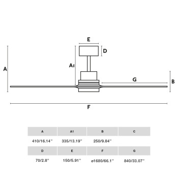 Faro LANTAU XL nikkel-barna LED mennyezeti csillár ventilátor (FAR-33505DC) LED 1 izzós IP20