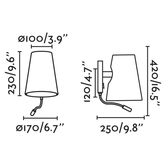 Faro Lupe fekete-bézs olvasólámpás fali lámpa (FAR-20032-88) E27 2 izzós IP20