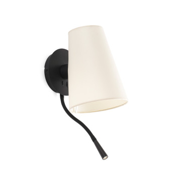 Faro Lupe fekete-bézs olvasólámpás fali lámpa (FAR-20032-88) E27 2 izzós IP20