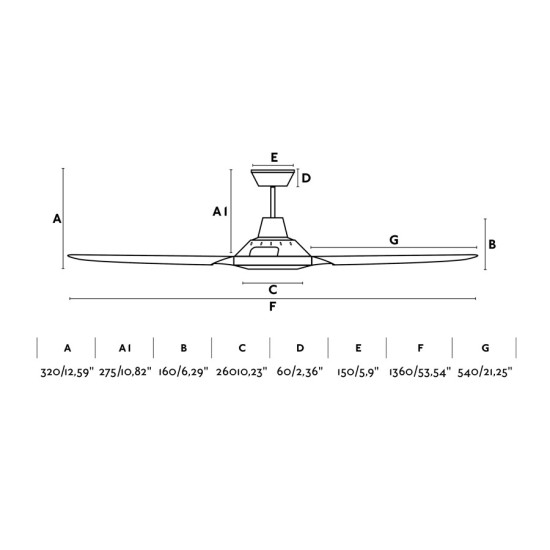 Faro Meno L fehér fényforrás nélküli mennyezeti ventilátor (FAR-33782)   IP20