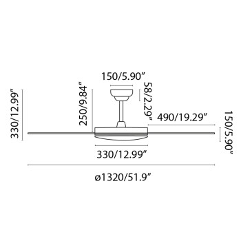 Faro Saona L fehér LED mennyezeti csillár ventilátor (FAR-33803WP) LED 1 izzós IP20