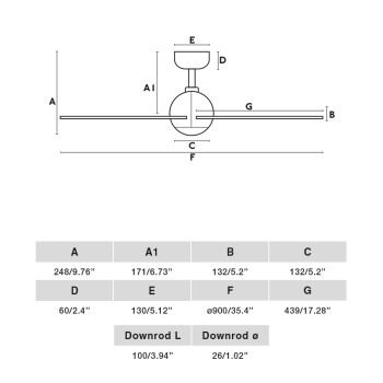 Faro Sfera S fehér fényforrás nélküli mennyezeti ventilátor (FAR-34270)   IP20