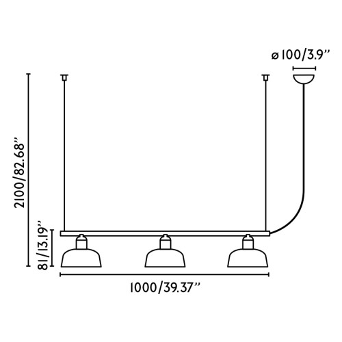 Faro Tatawin lineal fekete függesztett lámpa (FAR-20338-117) E27 3 izzós IP20