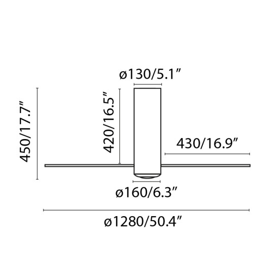 Faro Tube Fan M fekete fényforrás nélküli mennyezeti ventilátor (FAR-32060WP)   IP20