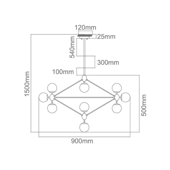 Orlicki Design Bao Nero Claro fekete-átlátszó függesztett lámpa (OR-OR80094) E27 10 izzós IP20