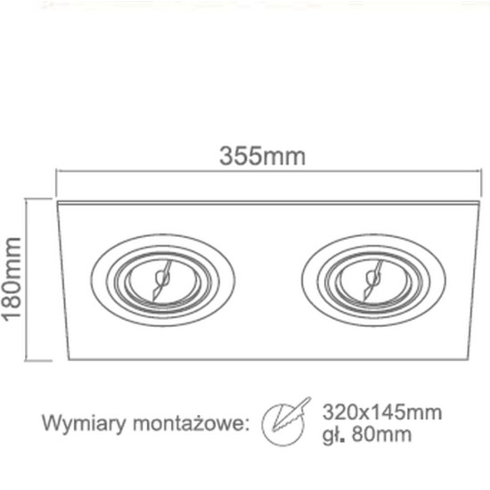 Orlicki Design Faro II Nero fekete beépíthető lámpa (OR-OR83422) GU10 2 izzós IP20