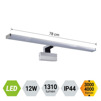 Prezent Tremolo króm-fehér vízvédett LED tükörmegvilágító lámpa (PRE-70228) LED 1 izzós IP44