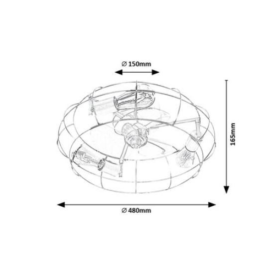 Rábalux Cadmus fekete LED mennyezeti csillár ventilátor (RAB-71043) E27 3 izzós IP20