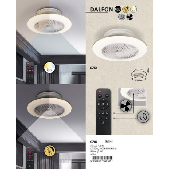 Rábalux Dalfon fehér LED mennyezeti csillár ventilátor (RAB-6710) LED 1 izzós IP20