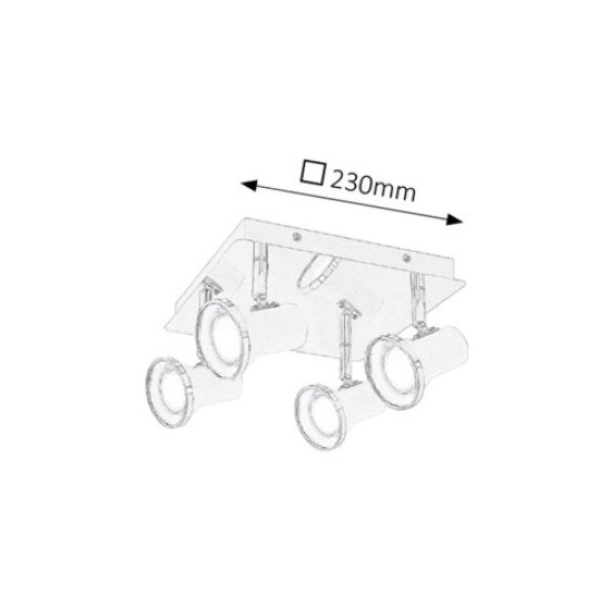 Rábalux Steve króm-fehér LED fürdőszobai mennyezeti lámpa (RAB-5500) LED 4 izzós IP44