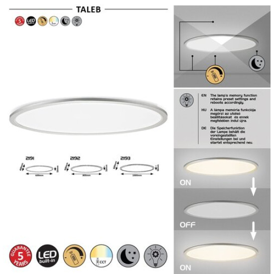 Rábalux Taleb ezüst-fehér LED mennyezeti lámpa (RAB-2193) LED 1 izzós IP20