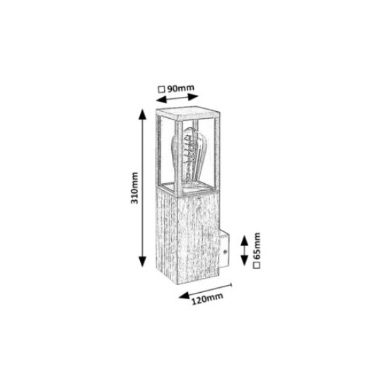 Rábalux Wales tölgy-fekete kültéri fali lámpa (RAB-7195) E27 1 izzós IP44