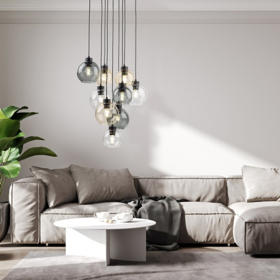 TK Lighting Cubus átlátszó-szürke-barna függesztett lámpa (TK-10247) E27 9 izzós IP20