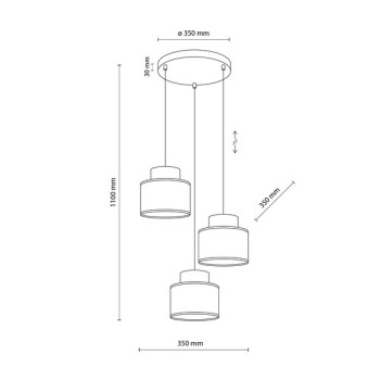 TK Lighting Duo színes-barna függesztett lámpa (TK-2759) E27 3 izzós IP20