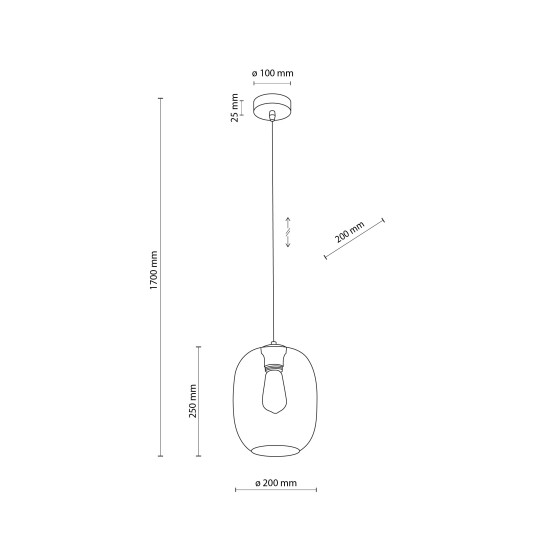 TK Lighting Elio borostyán függesztett lámpa (TK-4338) E27 1 izzós IP20