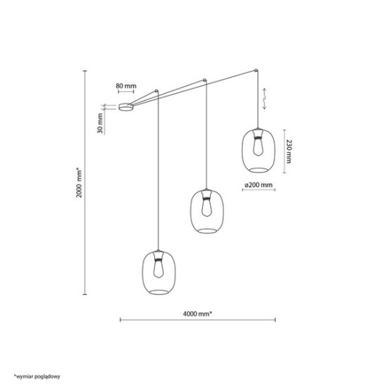 TK Lighting Elio átlátszó-borostyán-füstszínű függesztett lámpa (TK-5972) E27 3 izzós IP20