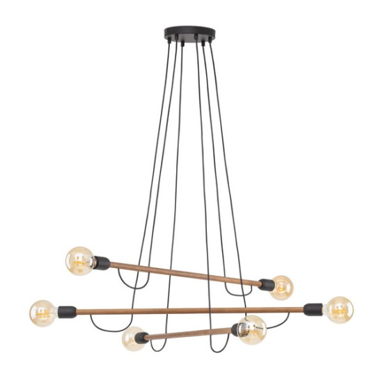 TK Lighting Helix Wood fekete-barna függesztett lámpa (TK-4950) E27 6 izzós IP20