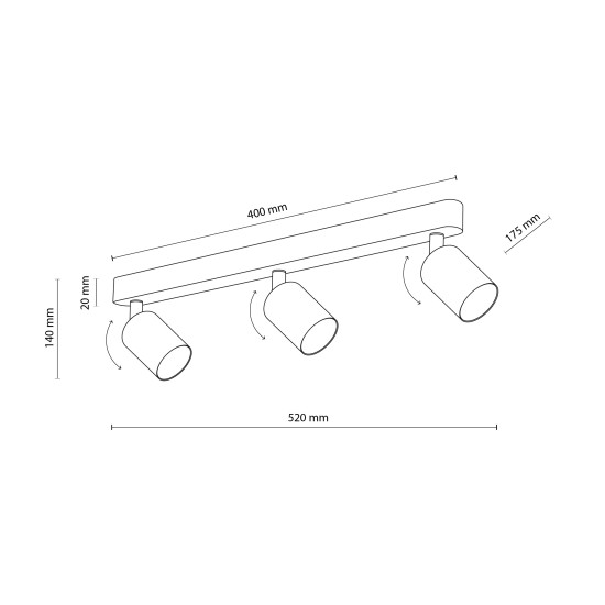 TK Lighting Livia kék mennyezeti lámpa (TK-10238) GU10 3 izzós IP20