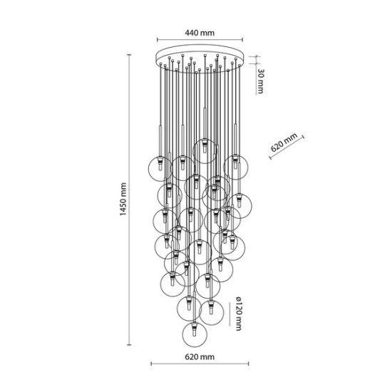 TK Lighting Nilos átlátszó-arany függesztett lámpa (TK-10099) G9 26 izzós IP20