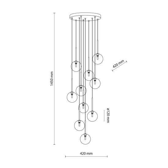 TK Lighting Nilos átlátszó-arany függesztett lámpa (TK-5944) G9 10 izzós IP20