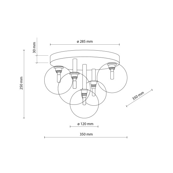 TK Lighting Nilos átlátszó-arany mennyezeti lámpa (TK-758) G9 5 izzós IP20