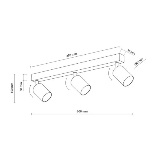 TK Lighting Top arany-fekete mennyezeti spotlámpa (TK-5968) GU10 3 izzós IP20