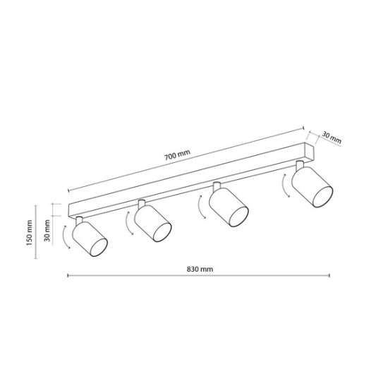 TK Lighting Top arany-fekete mennyezeti spotlámpa (TK-5969) GU10 4 izzós IP20