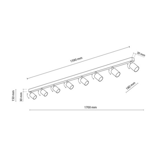 TK Lighting Top fehér mennyezeti spotlámpa (TK-6879) GU10 8 izzós IP20