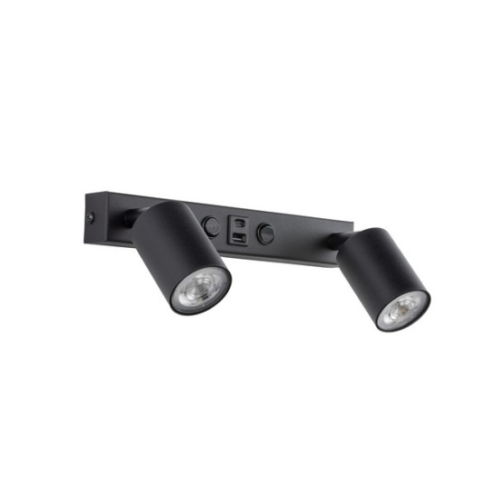 TK Lighting Top USB fekete fali spotlámpa (TK-10277) GU10 2 izzós IP20