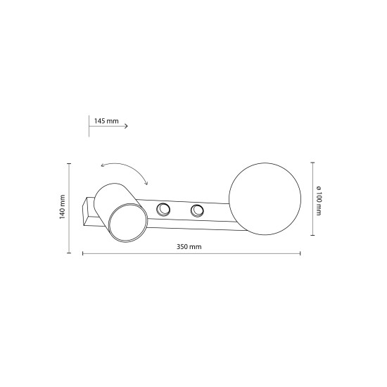 TK Lighting Vox fekete falikar (TK-10148) GU10+G9 2 izzós IP20