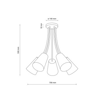 TK Lighting Wire Colour színes függesztett lámpa (TK-2107) E27 5 izzós IP20