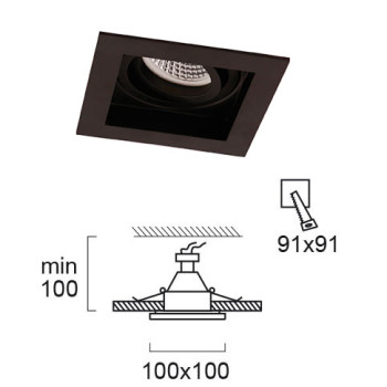 Viokef Artsi fekete beépíthető lámpa (VIO-4208001) GU10 1 izzós IP20