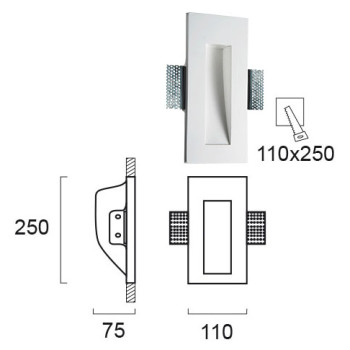 Viokef Aster fehér LED beépíthető fali lámpa (VIO-4086600) LED 1 izzós IP20