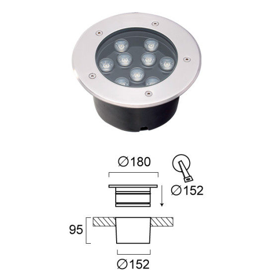 Viokef Lotus ezüst talajba építhető LED kültéri lámpa (VIO-4187000) LED 1 izzós IP65/IP67