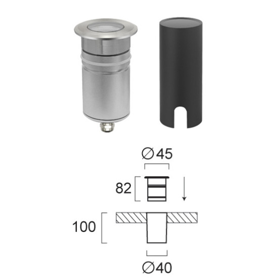 Viokef Lotus inox talajba építhető LED kültéri lámpa (VIO-4285400) LED 1 izzós IP65/IP67