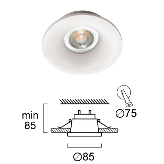 Viokef Smooth fehér beépíthető lámpa (VIO-4279600) GU10 1 izzós IP20