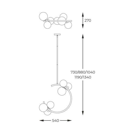 Zuma Molecule arany-fehér függesztett lámpa (ZU-P0454-06Q-F7AA) G9 6 izzós IP20